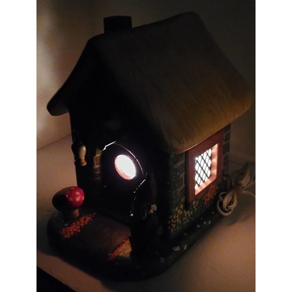Lrg Fairy World Gnome Mystical Garden Handmade Handpainted Nightlight Wood Home - Picture 4 of 16